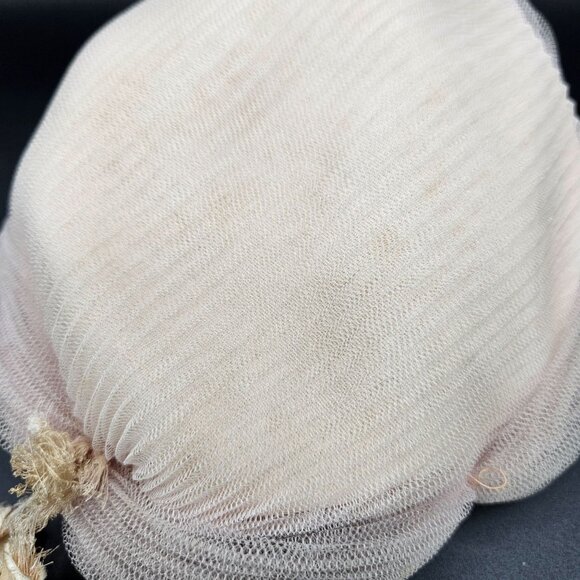 Vintage Pale Pink Mesh Hair Snood With Velvet Accents & Beaded Embellishment For - Picture 2 of 5